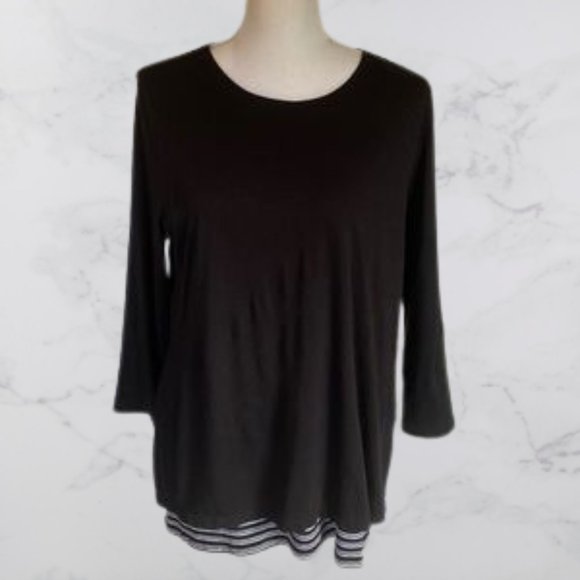 J. Jill black layered round neck tee, M - Picture 1 of 8